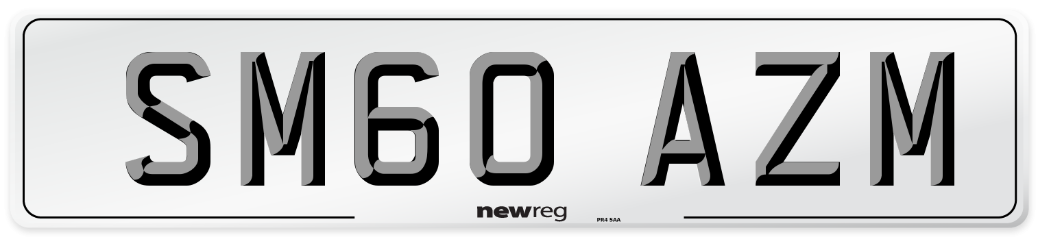 SM60 AZM Number Plate from New Reg
